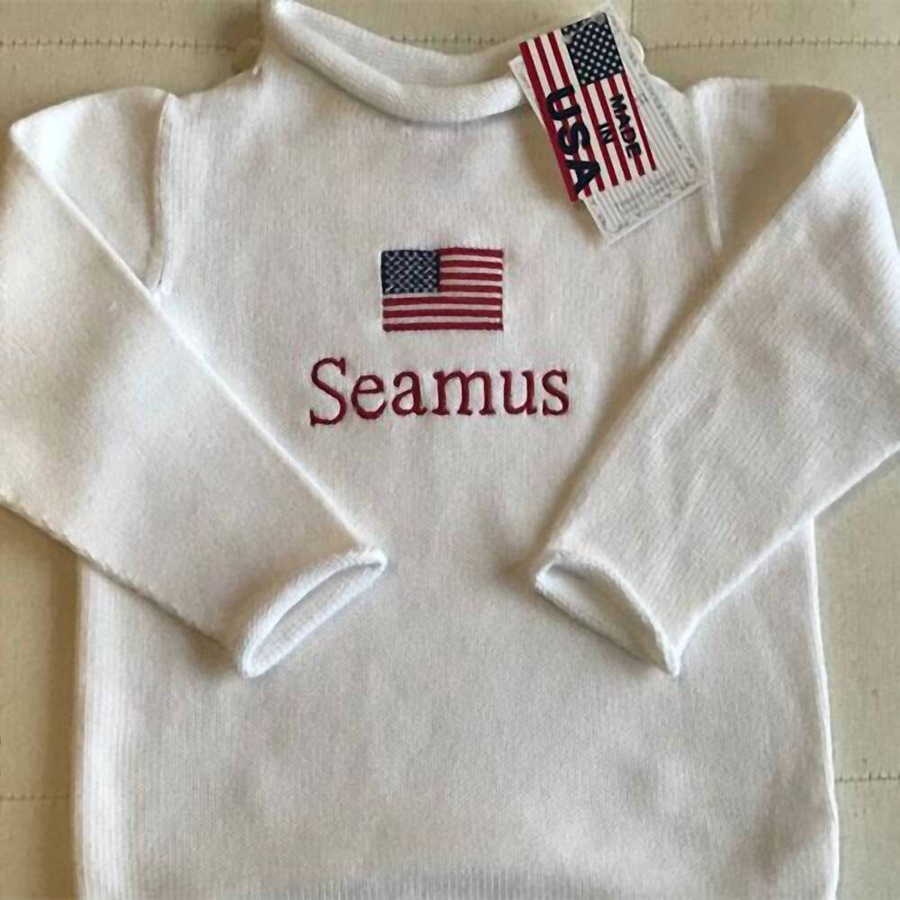 NEW A SOFT IDEA kid's jersey rollneck sweater in white